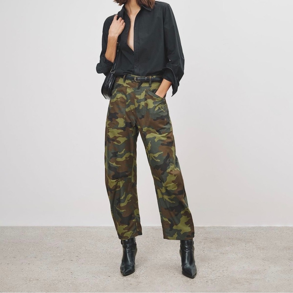 Nili Lotan Cargo Camouflage Utility Baggy Yannic Cotton Linen Pants USA Made 4